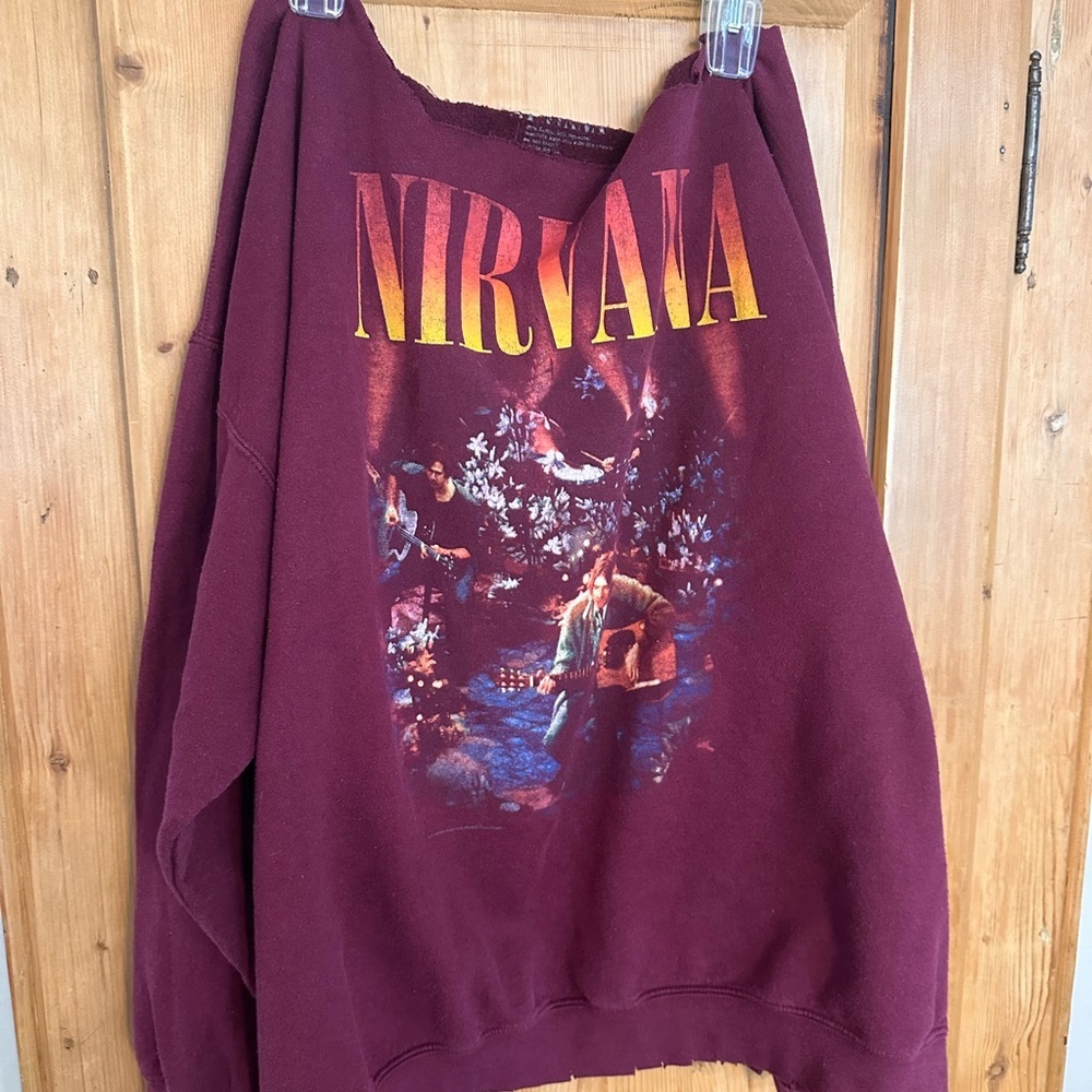 Nirvana Sweatshirt Oversized & Altered XL Grunge Y2K 90’s One Of A Kind!!